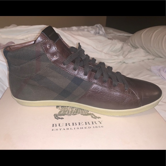Burberry Men’s Nova Check High Top Size 12 - Picture 1 of 3
